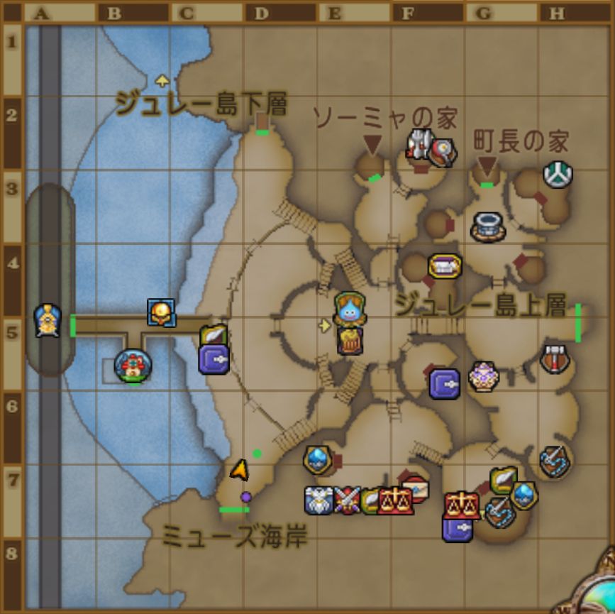 【ドラクエ10】「ジュレットの町」のマップ、出現モンスター、キラキラ、宝箱、釣れる魚について【ヘイグ攻略まとめWiki】